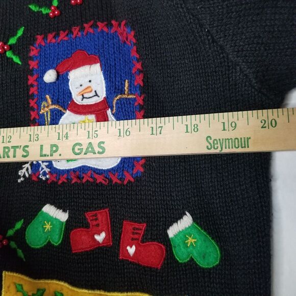 One Resource Womens Ugly Christmas Tree Sweater Cardigan Snowman Large - Picture 7 of 9